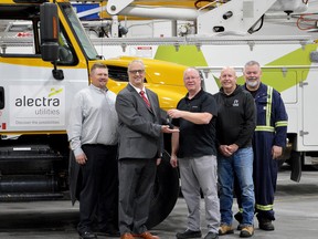 Alectra Utilities provided Cambrian College's powerline technician program with a boost through the recent donation of a bucket truck.