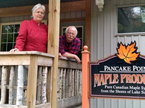 After 23 years in business, Rosanne and Bill Hallatt have retired their Pancake Point Maple Syrup Products. Two separate Sault Ste. Marie family groups purchased Hallatt's syrup-making equipment. CHRIS WALLACE
