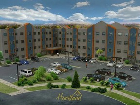 A graphic of the 83-unit affordable housing building, Muriel Ross Abdurahman Court, in Fort Saskatchewan. The building is opening up applications for potential residents. Graphic via Heartland Housing Foundation.