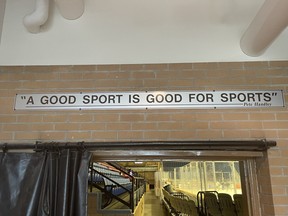 Peter Handley may be moving to Belleville, but the iconic sports figure's motto will endure in North Bay.  GREG ESTABROOKS