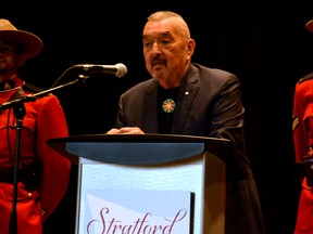 Canada's Walk of Fame 2021 inductee and legendary Canadian actor Graham Greene celebrated the national honour with friends, family and neighbours during a Hometown Stars ceremony at the Stratford Festival's Tom Patterson Theatre Monday. Galen Simmons/The Beacon Herald/Postmedia Network