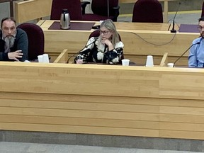 Dennis Murphy, Lisa Vezeau-Allen and Luke Dufour discuss the importance of affordability during a Ward 2 all-canddiate forum. Nick Armstrong was ill and did not participate.  ELAINE DELLA-MATTIA