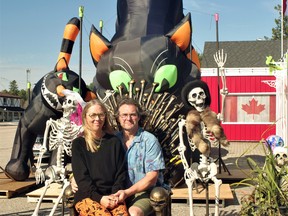 Martha Jacobs and Tim Hainsworth have again decked out the parking lot at their Corner Wines business in South River with huge Halloween floats. The display features hundreds of pieces and the public is more than welcome to tour the site.