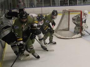 Powassan Voodoos wins a close one 4-3 to the Kirkland Lake Gold Miners in Friday night NOJHL action.