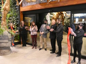 The ribbon was officially cut Wednesday morning at The Exploration Place. From left to right: CEO Tracy Calogheros, Lheidli T'enneh Chief Dolleen Logan, Board President Peter James, Regional District Director Art Kaehn, acting-mayor Kyle Sampson.