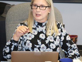 Ward 2 Coun. Lisa Vezeau-Allen attends a meeting of Sault Ste. Marie Police Services Board on Thursday, Oct. 27, 2022 in Sault Ste. Marie, Ont. (BRIAN KELLY/THE SAULT STAR/POSTMEDIA NETWORK)