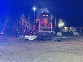 North Bay Fire and Emergency Services responded to a train fire Saturday night. The locomotive was stationed on Oak Street. It's unclear how the blaze started.