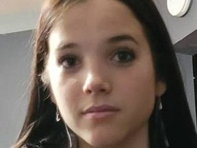 Sarnia police released this photo of Lexi Watson, a 15-year-old girl reported missing Sunday.