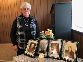 South Bruce RWTO/OERO member Audrey MacDonald delivered a moving In Memoriam tribute to Lois Davey, Isabelle Parker, Leslie Uttley, and Christina Weylie. Photo by Pat Emmerton.