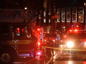Emergency services respond to a fire in Toronto, on Tuesday, Sept. 20, 2022. Ontario's Fire Marshal says the province is currently on track to surpass the number of fire deaths recorded last year.THE CANADIAN PRESS/Alex Lupul