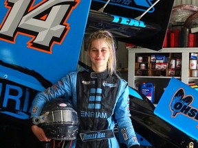 Race car driver Noelle Teal was killed in a collision in British Columbia on Saturday. Teal attended Holy Trinity Catholic High School in Simcoe. This file photo was during her summer co-op placement at Glenn Styres Racing in Oshweken. She would go on to race for the Stryes team.