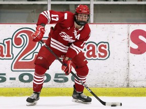 Leamington Flyers' Darby Lemieux plays against the Chatham Maroons at Chatham Memorial Arena in Chatham, Ont., on Sunday, May 8, 2022. Mark Malone/Chatham Daily News/Postmedia Network