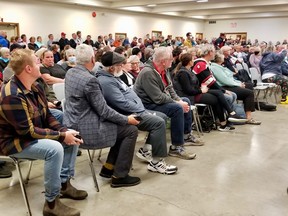 Hundreds filled Chesley Community Centre where plans for the future of Chesely's emergency department and hospital itself were discussed Tuesday, Oct. 18, 2022 in Chesley, Ont. (Scott Dunn/The Sun Times/Postmedia Network)