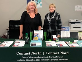 Contact North staff Connie Jefferson, left, and Sharon Talaskavich,at the Wiarton Contact North online learning centre. (Supplied to The Sun Times/Postmedia Network/Owen Sound)