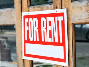 A for-rent sign.