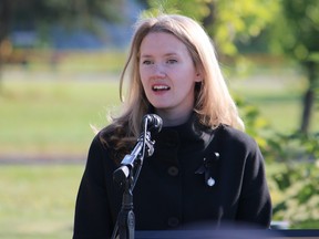 Laila Goodridge, Conservative MP for Fort McMurray-Cold Lake, at the Fallen Firefighter Memorial Service at Fire Hall 5 in Fort McMurray on September 11, 2022. Vincent McDermott/Fort McMurray Today/Postmedia Netowrk