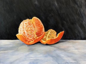 Emerging artist and retired dentist Sandra Nicolucci's Juicy is among the works featured in her first solo exhibition at ArtWithPanache until Oct. 14.