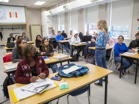 Marlena Golinska teaches English as a second language at St. Patrick adult and continuing education in London. on Wednesday Oct. 26, 2022. More than one in five London-area residents is born outside Canada, according to the latest census. (Derek Ruttan/The London Free Press)