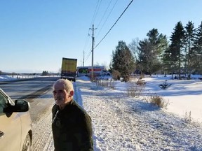 Michael Wentworth outside of 1538 Joyceville Rd on Feb. 1, 2019 where Stephen St. Denis was found dead on Oct. 21, 2001. Wentworth was asked to take a photo outside the home by an undercover police officer. A police agent took the photo. (Exhibit from R v. Michael Wentworth (aka Verney))