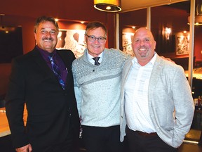 Photo by KEVIN McSHEFFREY
Mayor-elect Chris Patrie, along with two newly elected councillors Charles Flintoff and Merrill Seidel, were celebrating at the Fireside Classic Grill.