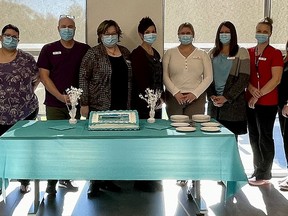 Hospice Quinte staff celebrated the 1st Anniversary of the opening of the Stan Klemencic Care Centre on Tuesday with some cake. SUBMITTED PHOTO