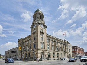 Installation of exterior lighting at Brantford's city hall is expected to take eight weeks. Submitted
