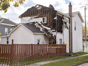 A fire on Sunday evening caused extensive damage to a building at 103 Peel Street in Brantford, Ontario.