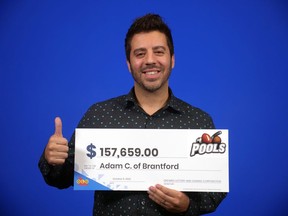 Adam Conti of Brantford is celebrating a $157,569 lottery win. Submitted