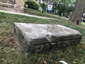 A stone step on Charlotte Street was used to help people when stepping up into their carriages. It is believed that it's the only known example of a carriage stone with a name on it that's left in Brantford.