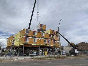 Unit were put in place this week for modular municipal housing project at 177 Colborne St. W. The 26-unit building, which is being done by ANC Modular, a Brantford company, is expected to be completed in December. Submitted