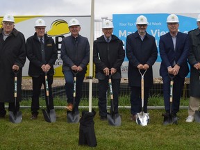 Officials join Long-Term Care Minister Paul Calandra (holding the shiny shovel) for the Maple View Lodge redevelopment project sod-turning ceremony held in Athens on Friday, Oct. 7.
Tim Ruhnke/Postmedia Network