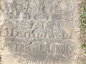 The Peter Paul Lacroix gravestone in St. Anthony Cemetery. Photo created and contributed by Kyle Reid