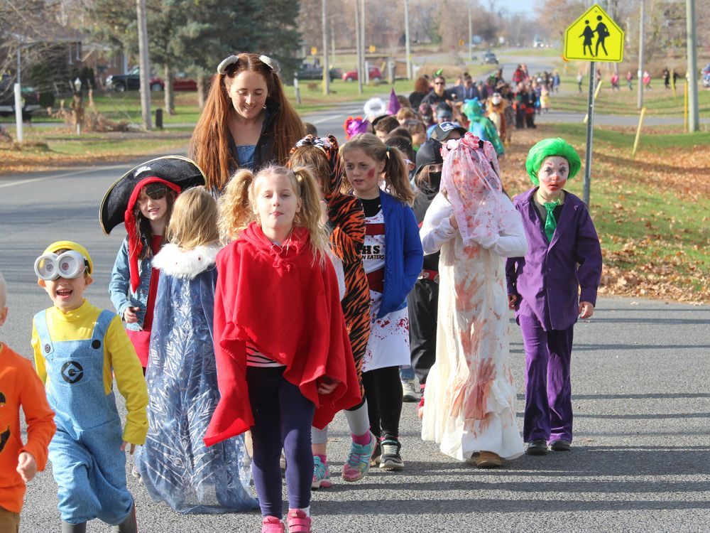 Avonmore Elementary School parade caps Let's Scare Hunger initiative