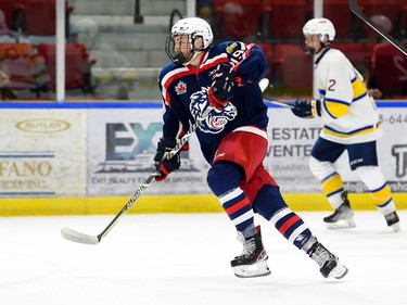 Cornwall Colts Ben Lapier, seen during play against the Carleton Place Canadians on Thursday October 20, 2022 in Cornwall, Ont. The Colts won 6-4. Robert Lefebvre/Special to the Cornwall Standard-Freeholder/Postmedia Network