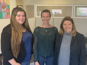 Gabrielle Bessette, Vicki Casey and Sonia Gentile, staff at the new A Great Start For Families: Kahwà:tsire Ronwatiyenawá:se Centre, at the centre on Friday.