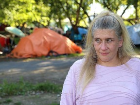 Lacey McNeil, a resident of the encampment behind the Integrated Care Hub on Montreal Street.