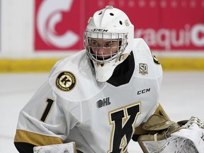 Kingston Frontenacs rookie goaltender Mason Vaccari shut out the Oshawa Generals, 2-0, in an Ontario Hockey League game Sunday in Oshawa.