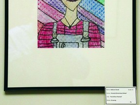 "Pointillism Portrait" by Addison David, a Grade 2 student at Stavely school.