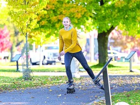 HAPPY ON THE HUB Aspen Devries, 13, was out for exercise Sunday morning rollerblading along the John Rowswell Hub Trail. Aspen later met up with family members at the boardwalk. BOB DAVIES