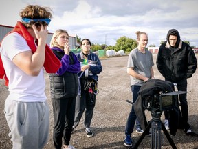 The short film Petrolia is set to debut at the South Western International Film Festival Nov. 3. Pictured filming in Sarnia-Lambton recently are Matt Johnson, left, Carly Balestreri, Natalia Morales, Robert Upchurch, and Zeyad Jamal. (Submitted)
