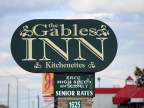 The Gables Inn's sign is pictured here on Saturday. Terry Bridge/Sarnia Observer/Postmedia Network