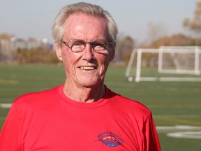 At age 89, Frank Van Kempen is the oldest member of the Sarnia Warriors walking soccer group. (Tyler Kula/ The Observer)