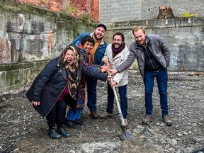 Officials mark the beginning of work on Work on The Refettorio - an outdoor theatre to be located on Durham Street.