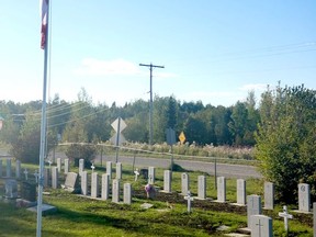The Royal Canadian Legion and Veterans Canada updated the veterans area of the cemetery earlier this year. They straightened headstones and placed bases to prevent them from tumbling in the future. These headstones will be honoured with poppies by students of ESCHS. Photo courtesy of Shawn MacDonald