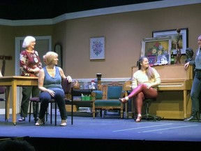 The cast of Calendar Girls rehearses for the upcoming October performances of the Theatre Woodstock production. (Submitted photo)