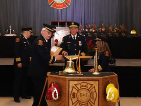 Captain Bill McAree was recognized for 35 years of service during Awards Night on Saturday, held during Fire Prevention Week. The night honoured members of the Whitecourt Fire Department.