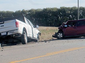 A portion of Hwy. 814 and Twp. Rd. 472 was closed for several hours last Thursday following a collision that left two people dead and three others seriously injured.
Christina Max