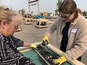 Edmonton resident Raven Roche, 18, pitched in during the September bed build event hosted at Lowe's in Emerald Hills. Sleep In Heavenly Peace - Strathcona County chapter is currently in need of delivery volunteers. Lindsay Morey/News Staff