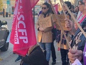 The North Bay and District Labour Council held a rally outside Nipissing MPP Vic Fedeli's constituency office Tuesday evening. The local labour council says they're standing behind CUPE and supporting their demands.