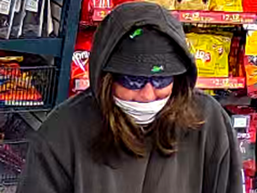 North Bay Police are appealing to the public to help identify a suspect involved in a gas station robbery on Highway 17 Monday.